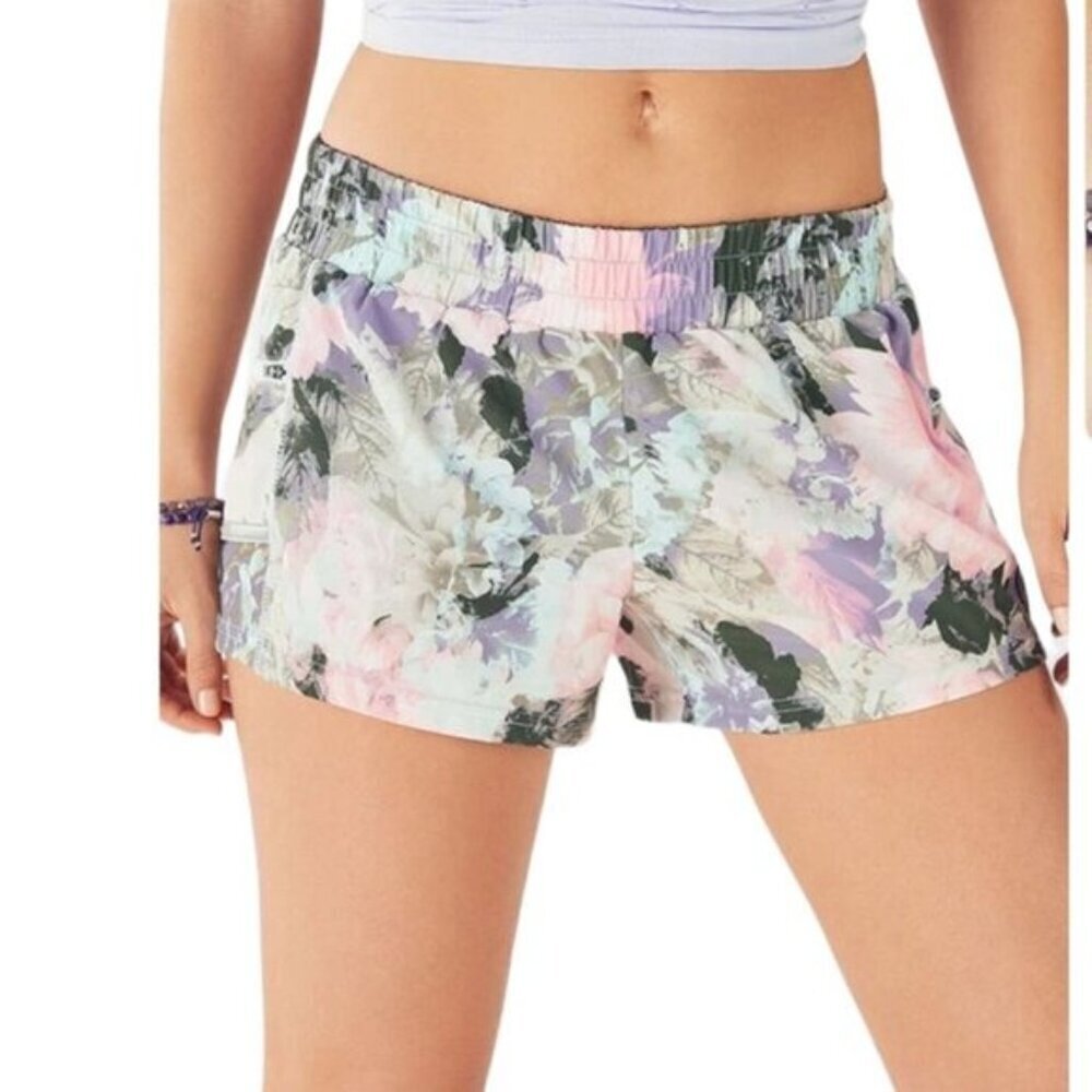 Fabletics 2 in 1 Maggie Floral Pull On Elastic Waist  Zip Pockets Shorts US M